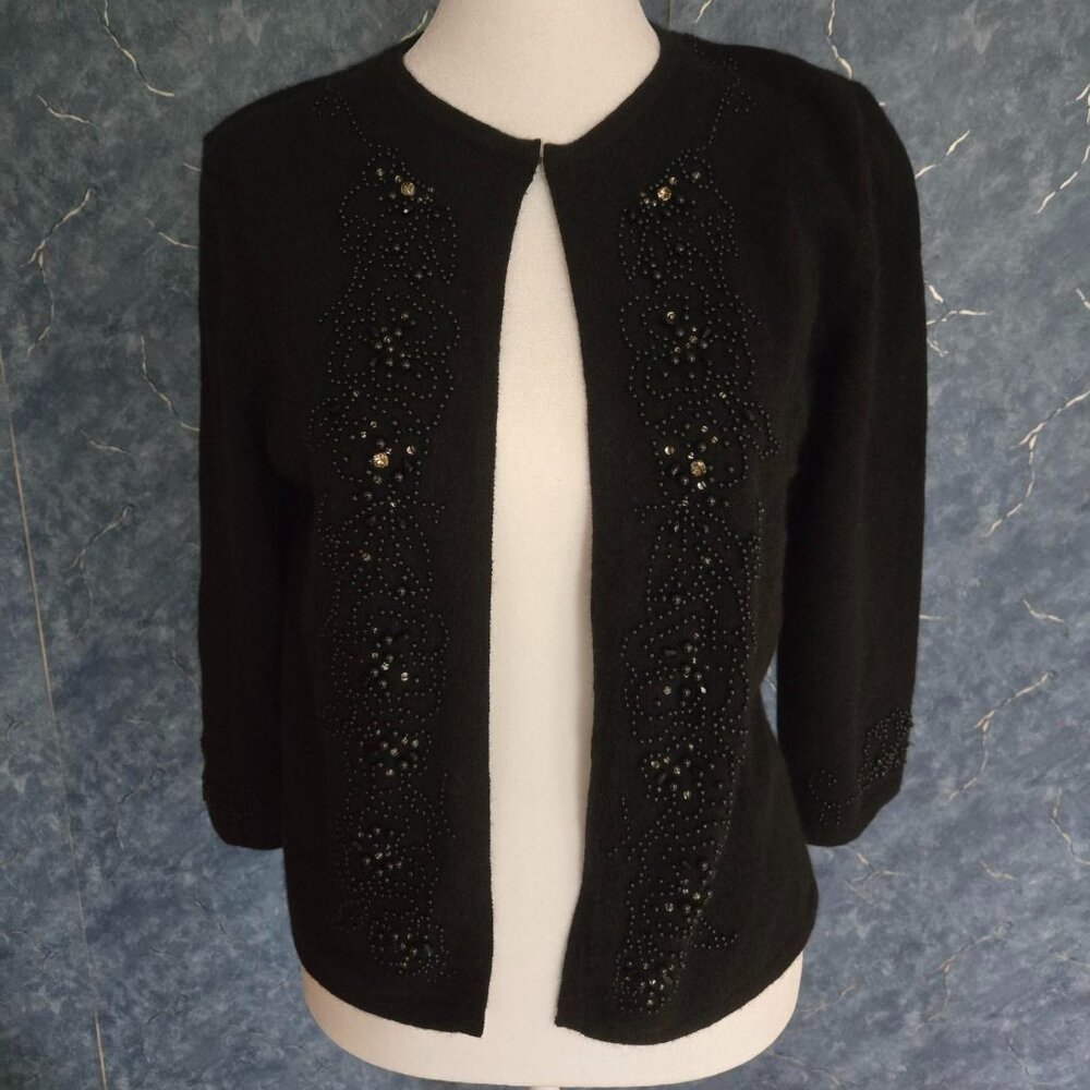 Vintage Ann Taylor Beaded Sweater, Black